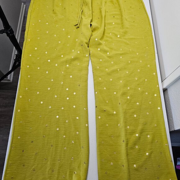 Golden Radiance Wide-Leg Trouser Pants Size 1X | Elastic Waist | Flowy & Chic - Picture 3 of 5